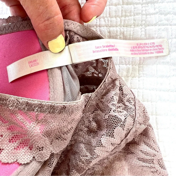 PINK Victoria’s Secret Lace Bralette Tan High Neck Small - Picture 6 of 6